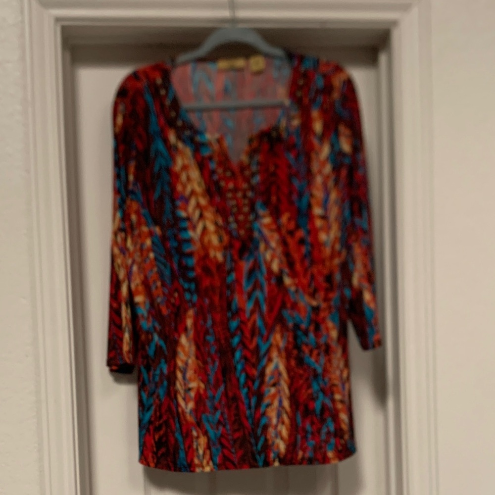 Valerie Stevens Red and Blue Patterned Tunic